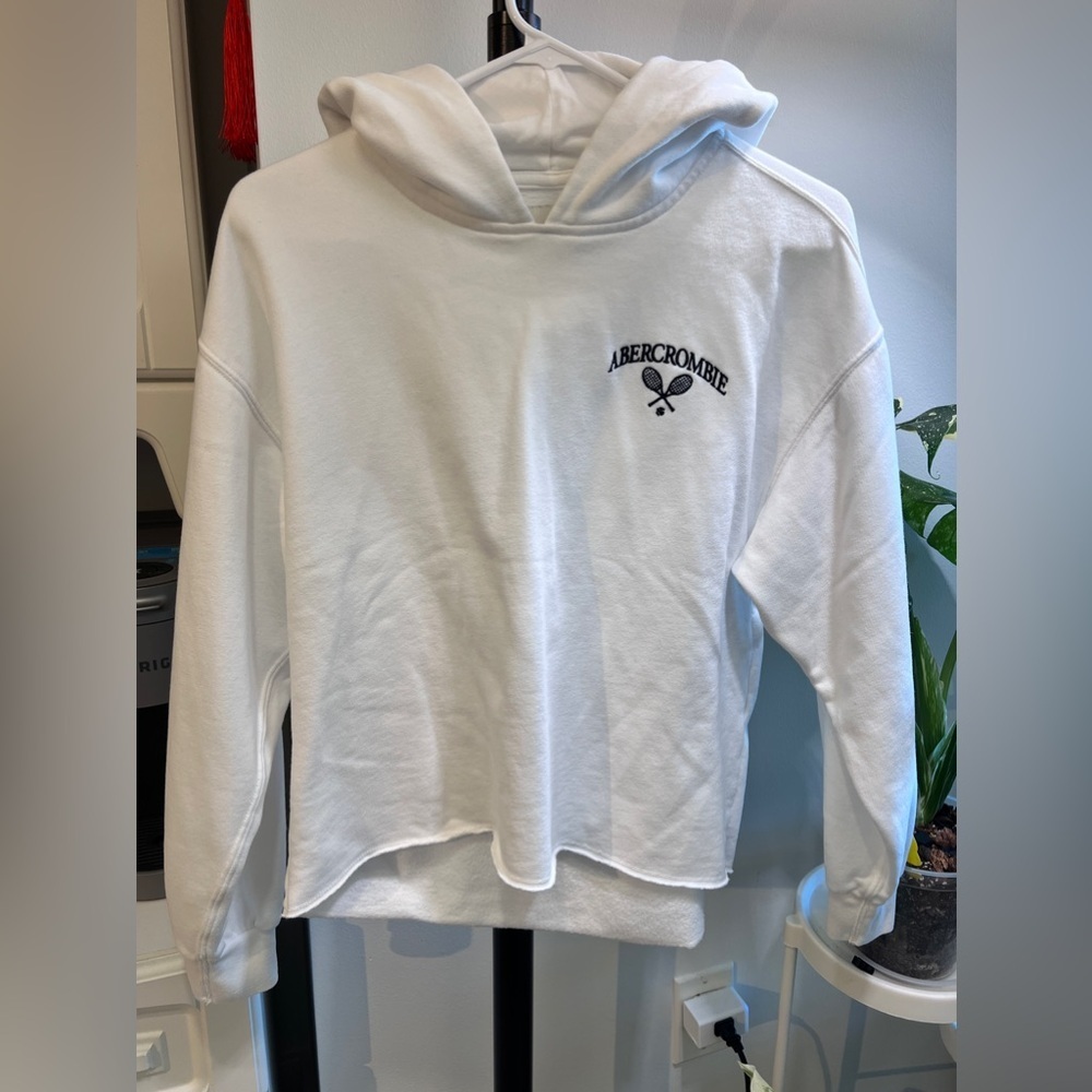 Abercrombie & Fitch Hooded Sweatshirt White Oversized Tennis
